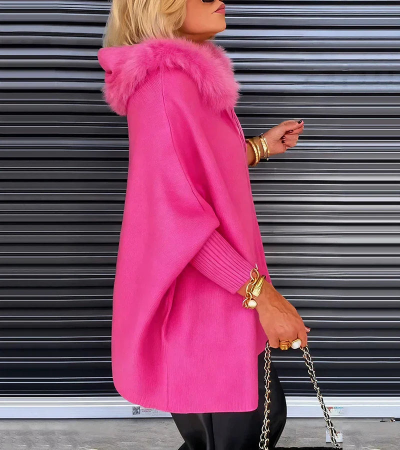 Manteau chic en fourrure Rose Arabelle de Danoir Paris, style élégant et confortable, vue de face sur fond neutre.