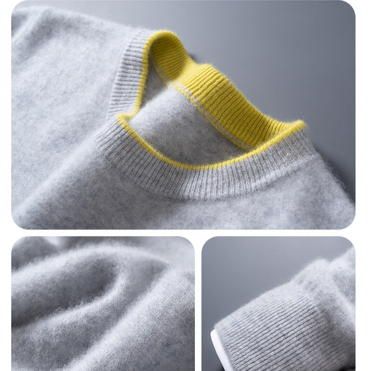 Pull en cachemire élégant Bennett de Danoir Paris, couleur gris foncé, porté sur un mannequin, style sophistiqué et confortable.