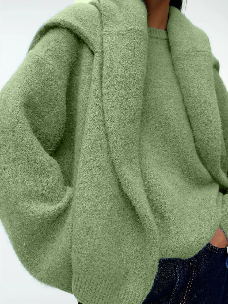 Pull en cachemire vert Danoir Paris Liora, élégant, doux et chaud, avec un style raffiné et une coupe classique.