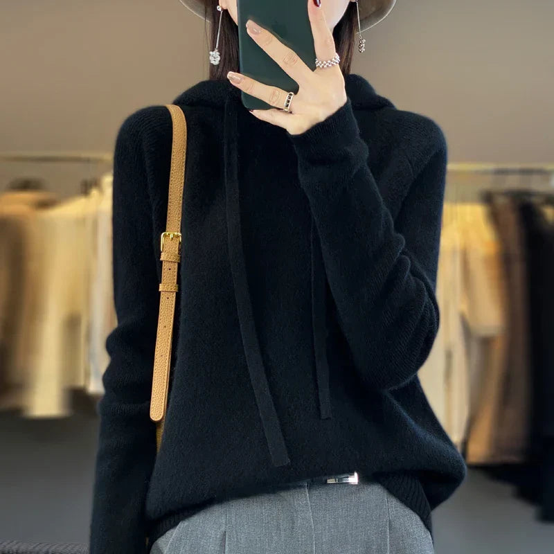 Pull Hanna Danoir Paris en mérinoull douce et chaude pour l'hiver, couleur rose, modèle FR1143, style confortable et élégant.