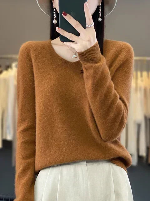Pull ample en laine Adèle de Danoir Paris, vert, taille XS, aperçu du vêtement avec col classique et texture douce.