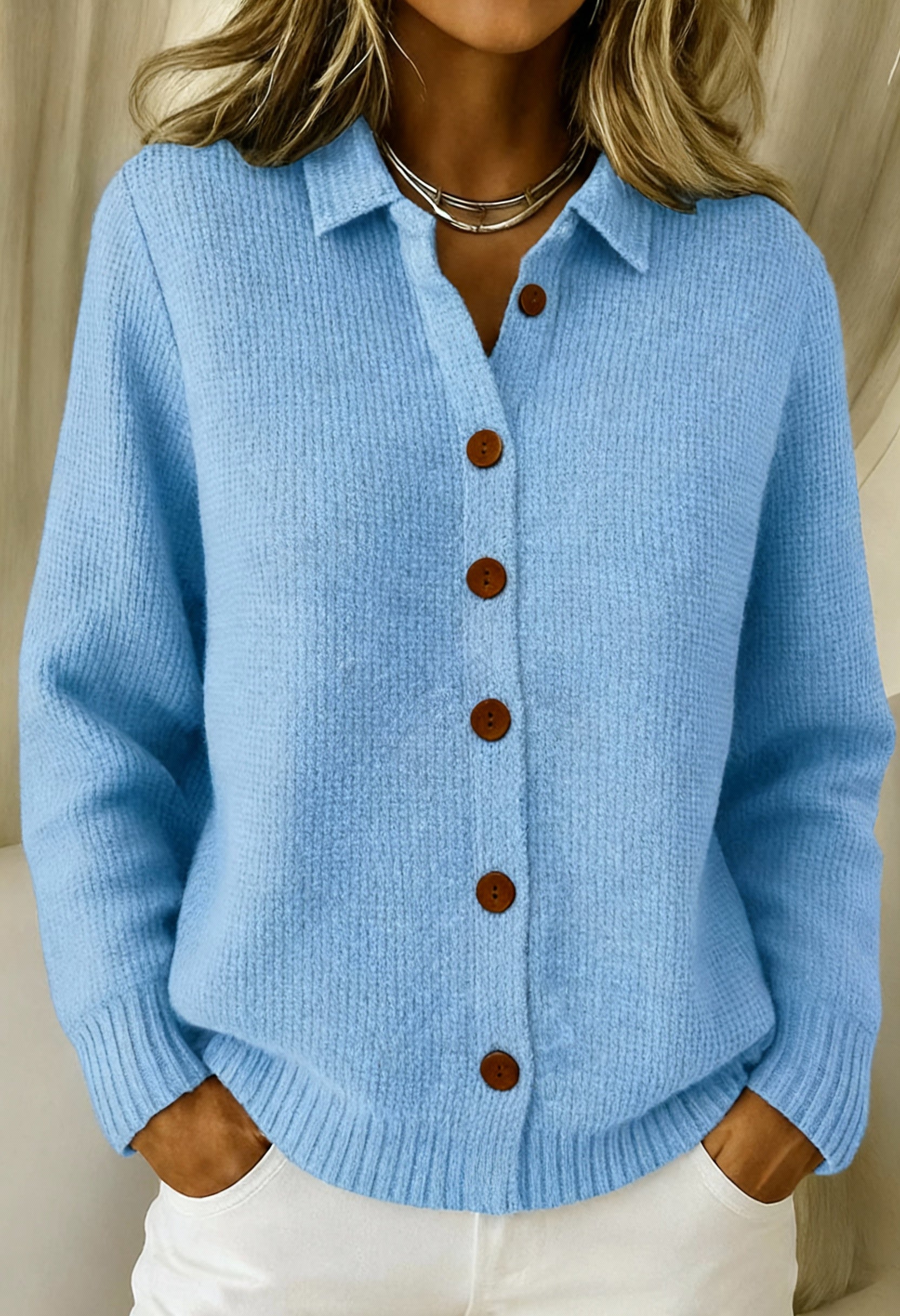 Giselle Danoir Paris FR1167, vêtement élégant décontracté en bleu, douceur et style pour un look chic et confortable
