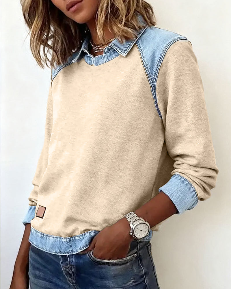 Blouse moderne brodée Lina de Danoir Paris, beige, en tissu léger, avec détails brodés élégants, vue de face.