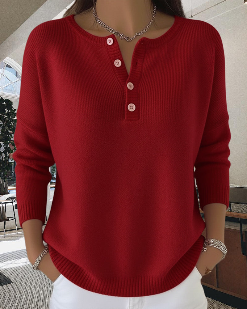 Gilet basique à manches longues Lena de Danoir Paris en rouge, coupe simple et élégante, porté sur un mannequin.