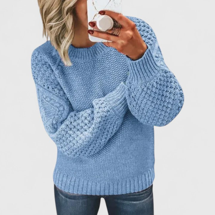 Pull élégant et confortable de la marque Danoir Paris, modèle FR1175, en rose, porté en version S.