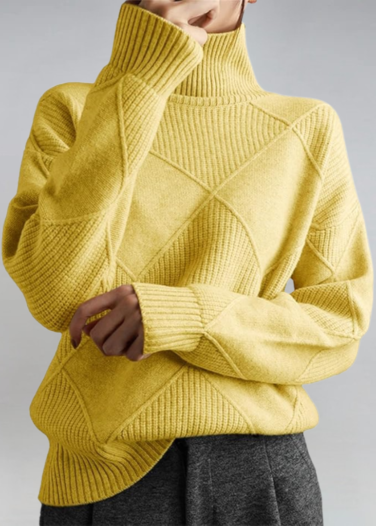 Pull roulé Danoir Paris Lauren en maille douce marron, élégant et confortable pour un style sophistiqué.