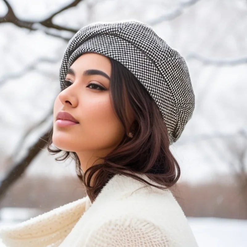 Beret chic marron Laluna de Danoir Paris, accessoire élégant en laine pour un style sophistiqué et tendance.