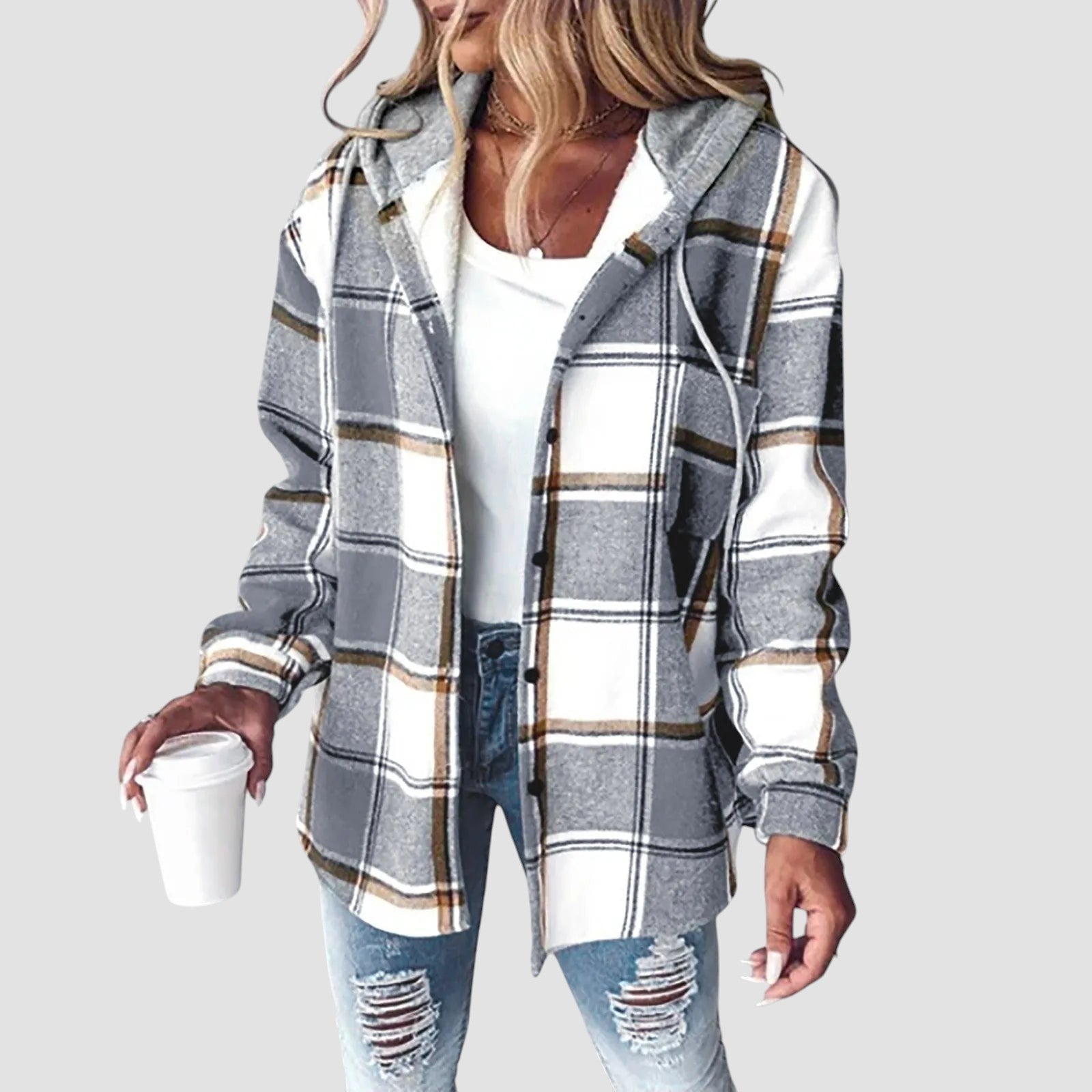 Veste chaude et élégante Isabella de Danoir Paris, gris, taille XS, en tissu doublé avec col montant et fermeture éclair.