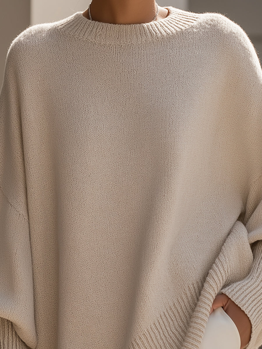 Pull-over oversize élégant Danoir Paris, en beige, taille XS à M, doux et confortable, parfait pour un look sophistiqué.
