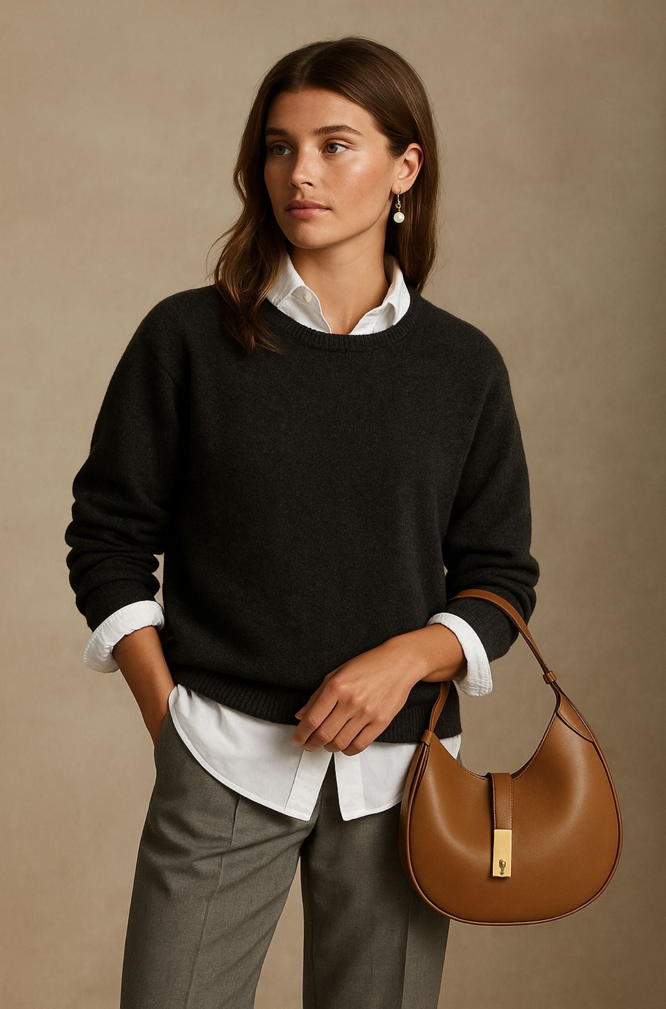Pull doux et chic Clarisse de Danoir Paris en bleu, vue détail du tissu et du style élégant.