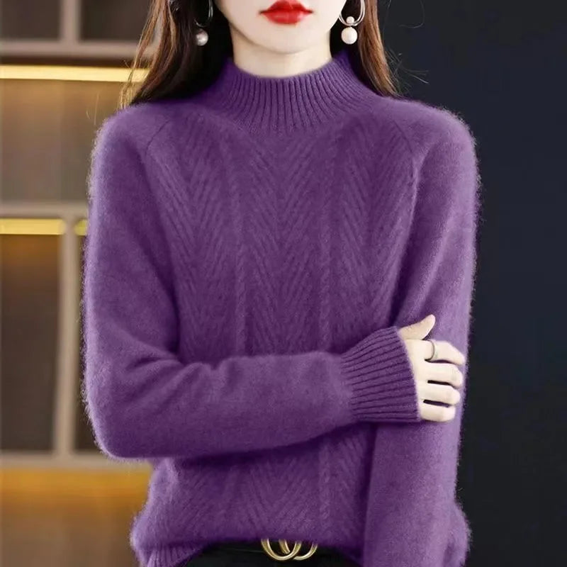 Pull texturé en cachemire blanc Isolde de Danoir Paris, doux et élégant, avec un fini tissé délicat.