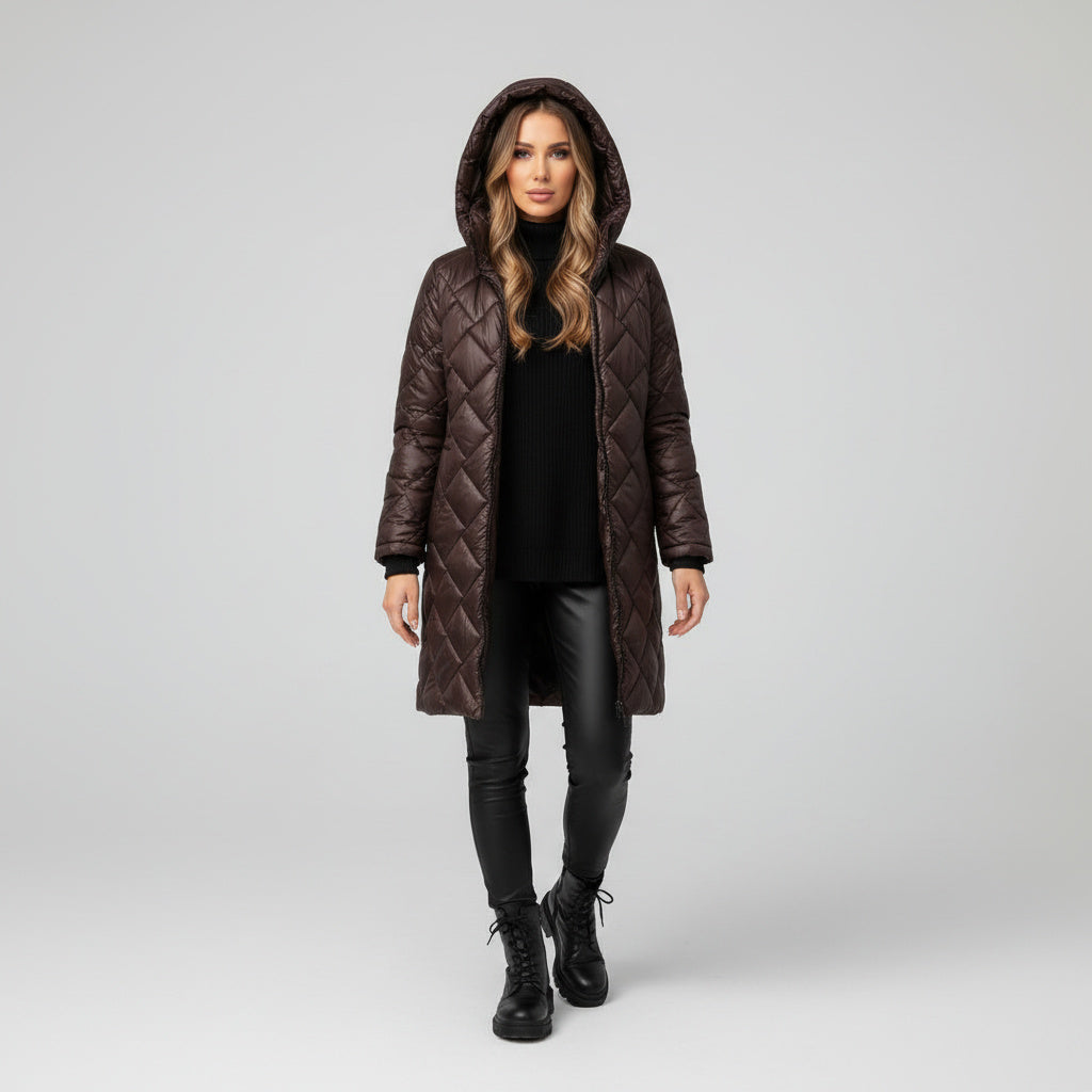 Veste élégante et chaude Danoir Paris Bogna en rose poudre, coupe raffinée et style chic, pour femmes.