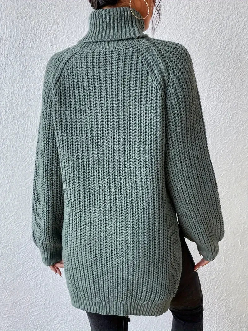 Pull roulé luxe Danoir Paris en lavande vert, doux et confortable, pour un style élégant et cosy.