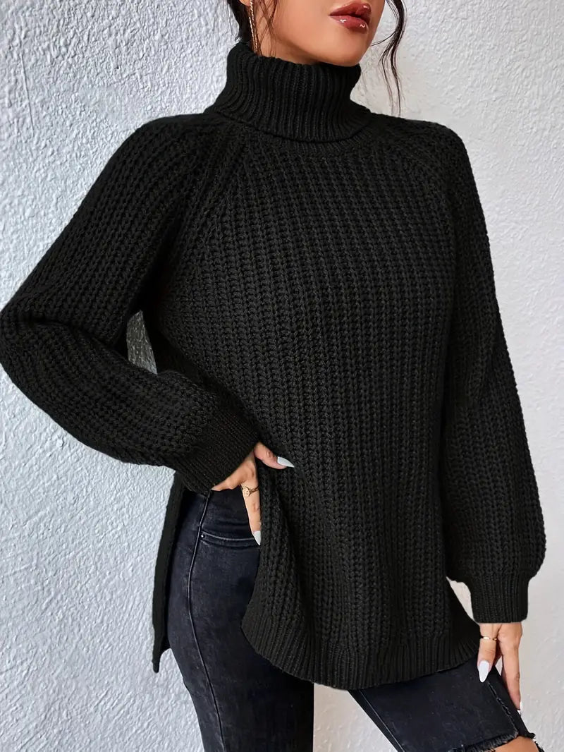 Pull roulé Danoir Paris en laine vert lavande, style luxueux et confortable, porté sur mannequin.