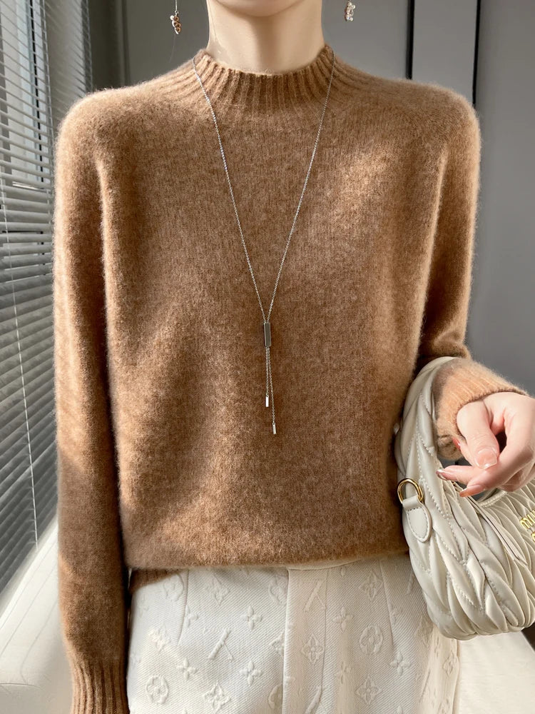 Pull en cachemire beige Danoir Paris Veyona, élégant et confortable, avec un design chic et sophistiqué pour femmes.