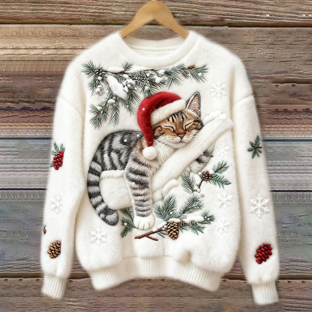 Chaussette Pull festif pour chats Danoir Paris, modèle FR1297, couleur gris, avec motif coloré pour animaux domestiques