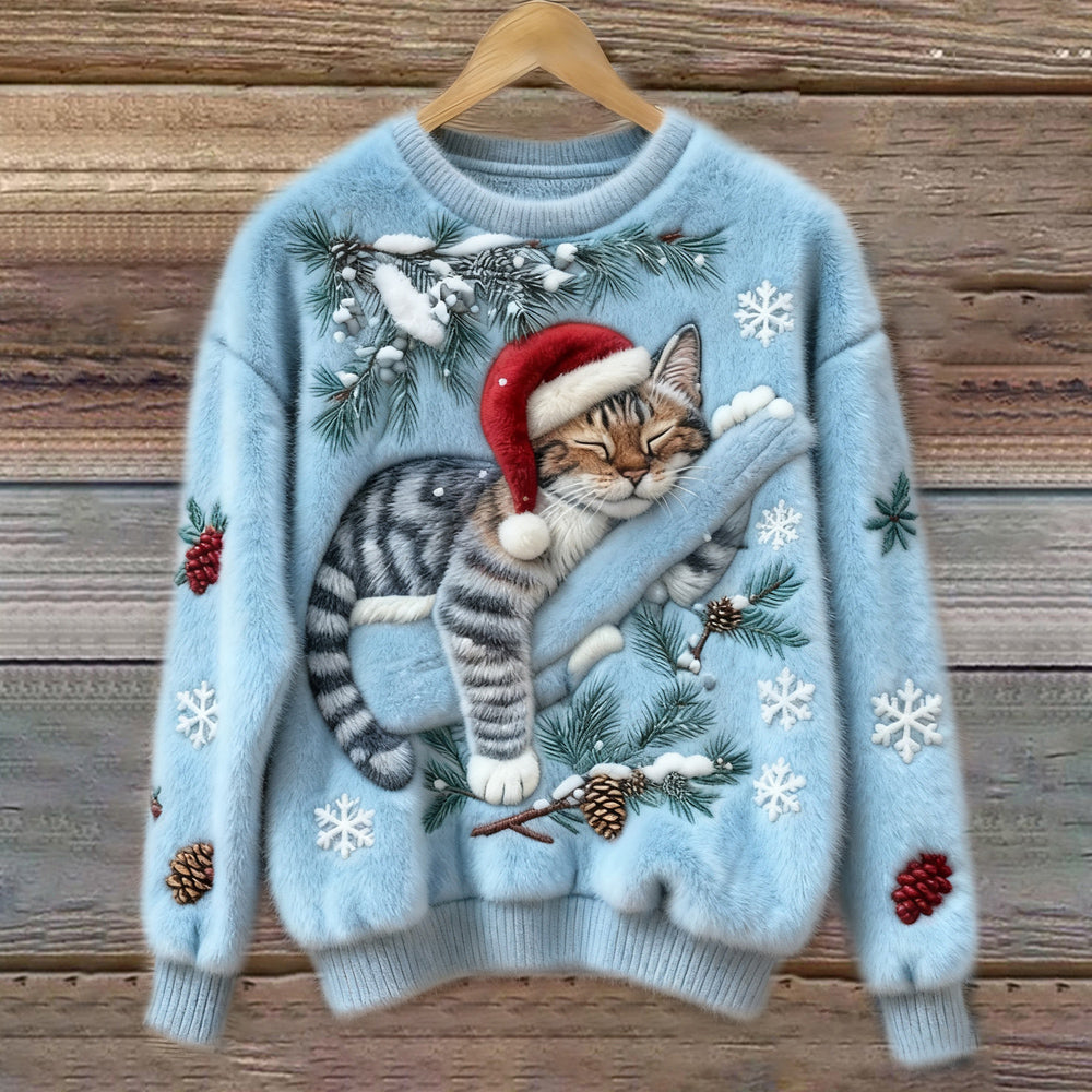 Chaussette pull festif pour chats Danoir Paris, modèle FR1297, en gris avec motifs colorés, adaptée pour le confort félin.