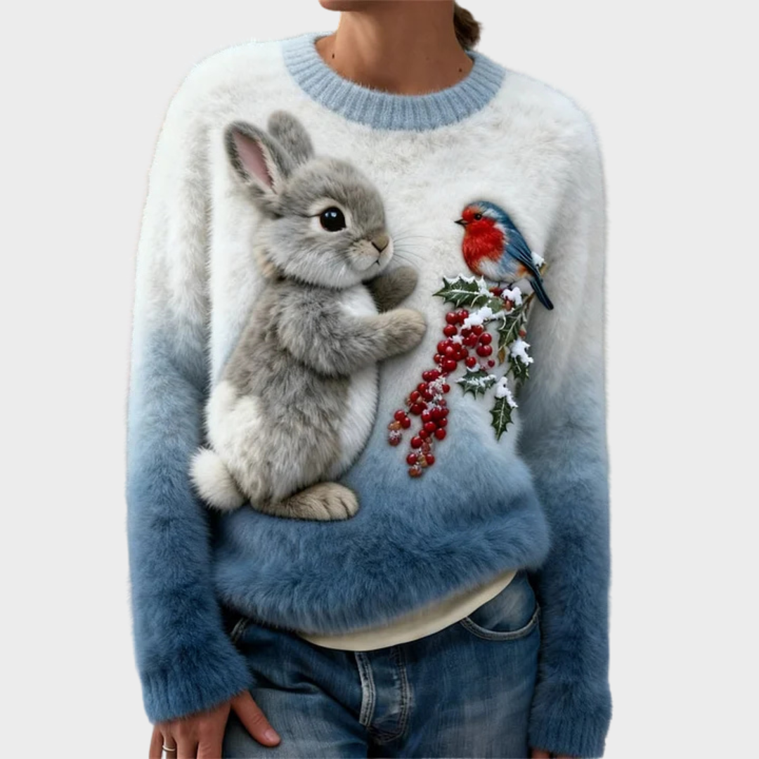 Pull en peluche festif Luna de Danoir Paris, couleur café, taille XS, doux et chaud, pour un look confortable et festif.