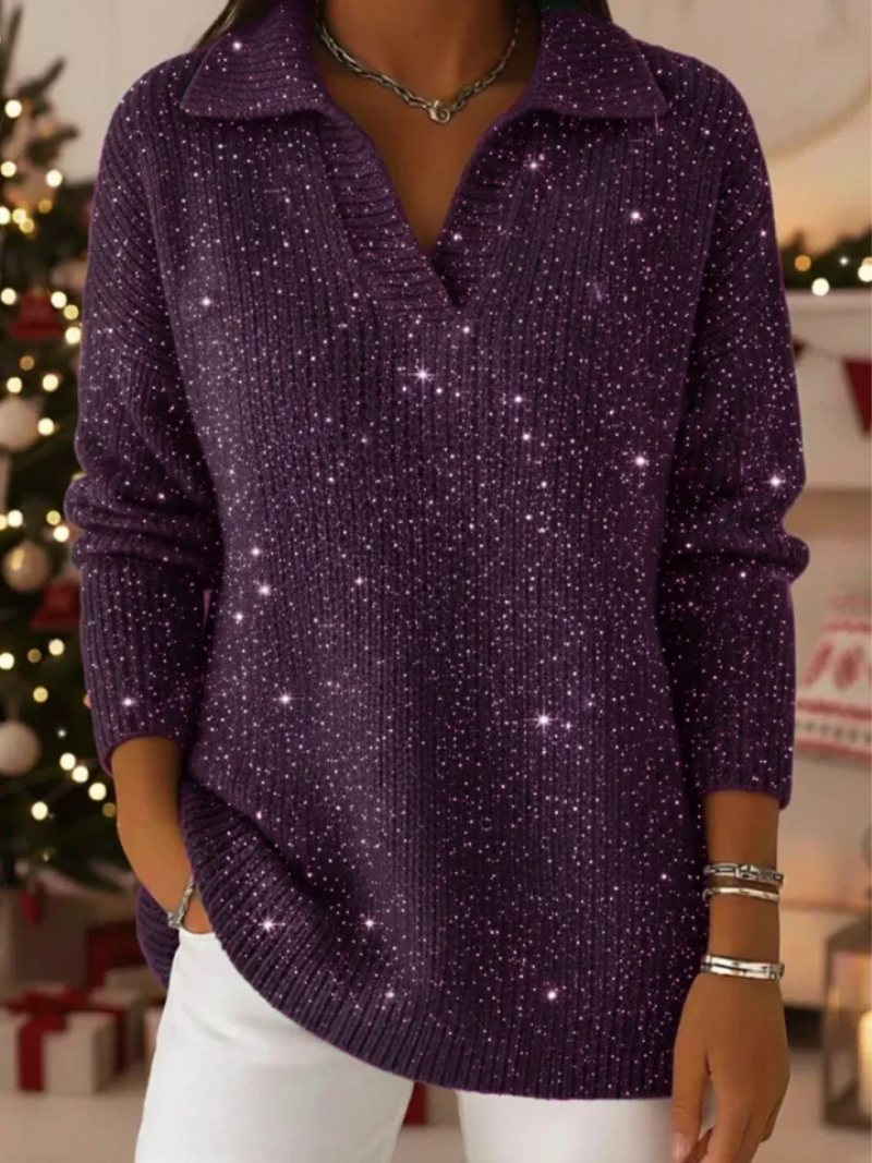 Pull festif rouge Danoir Paris Livia FR1317, élégant et chaud, avec détails raffinés, parfait pour les occasions spéciales.