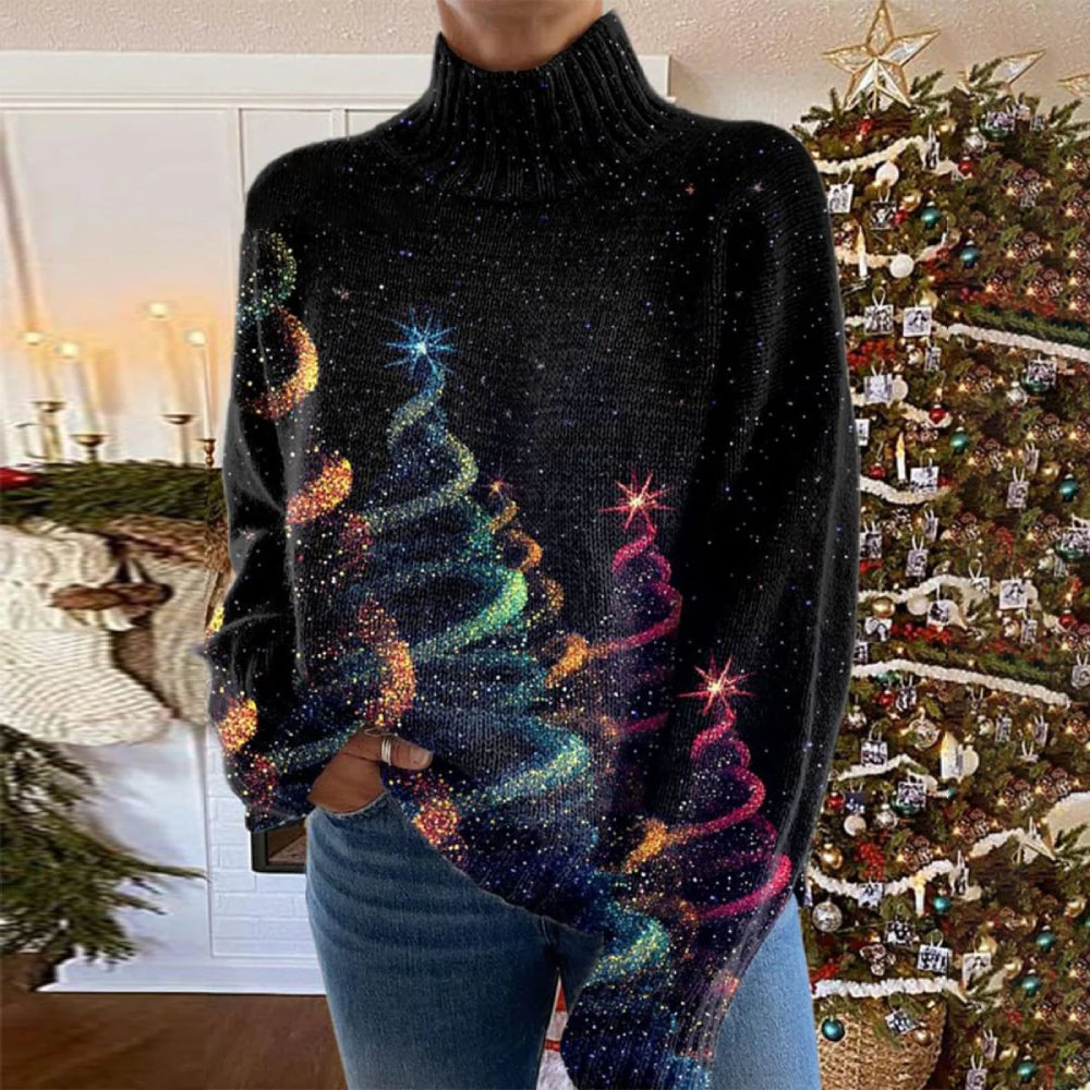 Pull festif étoilé Danoir Paris Saraya, tricot multicolore avec motifs étoilés, style confortable et tendance.