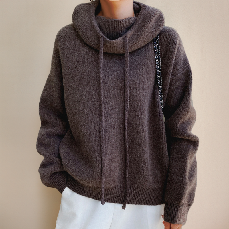 col roulé chic en laine Cloe Danoir Paris vert avec col roulé élégant et confortable, idéal pour l'hiver