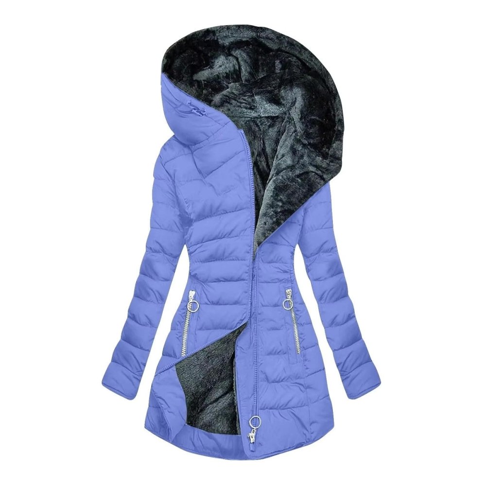 Manteau d'hiver élégant Danoir Paris Elena en vert clair, chaud et stylé, avec coupe sophistiquée et détails raffinés.