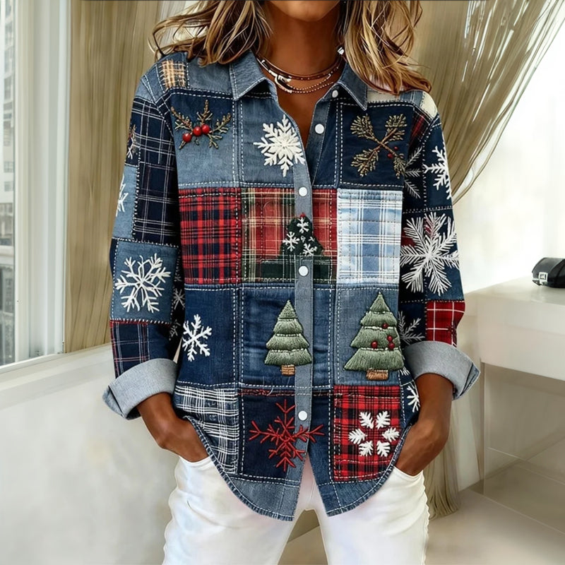 Blouse décontractée festive Leona de Danoir Paris, multicolore, style confortable et tendance, vue de face.