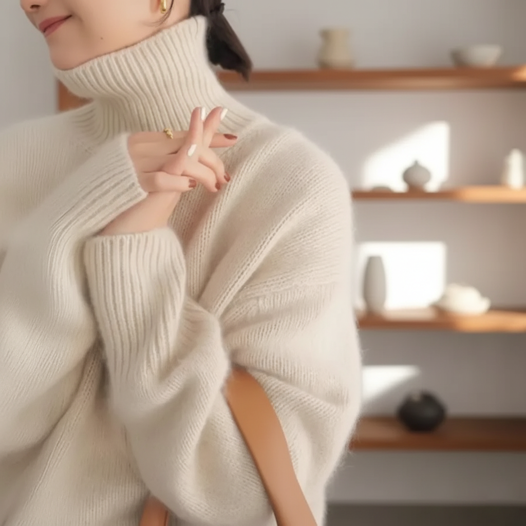 Pull oversize en cachemire Candice de Danoir Paris, couleur crème, doux et confortable, pour un style décontracté et élégant.