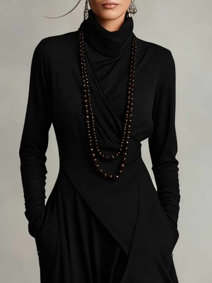 Robe en laine violette Tanya de Danoir Paris, élégante, ajustée, pour femme, vue de face sur fond neutre, taille XS.