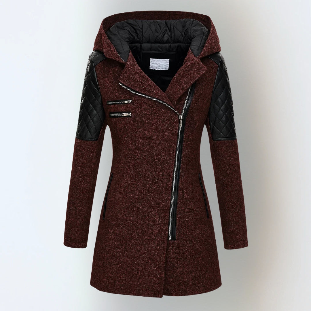 Manteau d'hiver élégant Katrin de Danoir Paris en gris clair, style chic et chaud pour femmes.