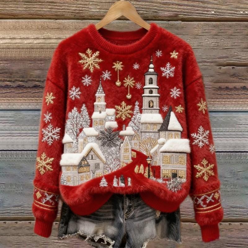 Pull Fluffy de Noël Talbot de Danoir Paris en rose poudré, doux et chaud, avec un style festif et confortable visible sur l'image.