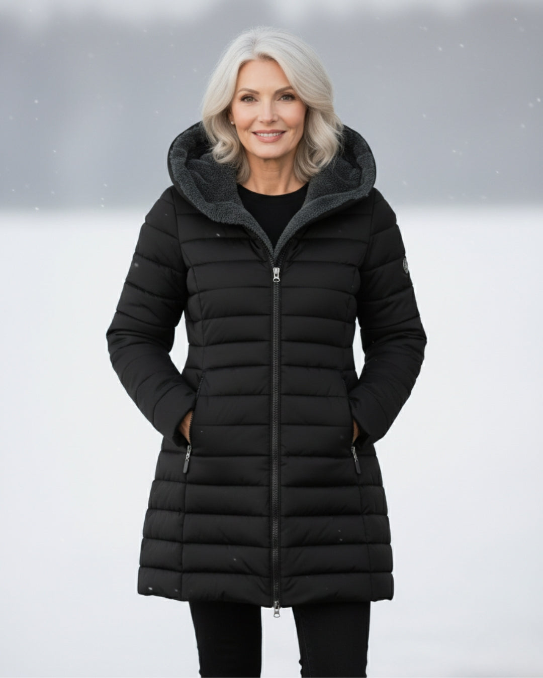 Manteau d'hiver élégant Olivia Danoir Paris en vert foncé, style sophistiqué, avec coupe ajustée et détails raffinés.