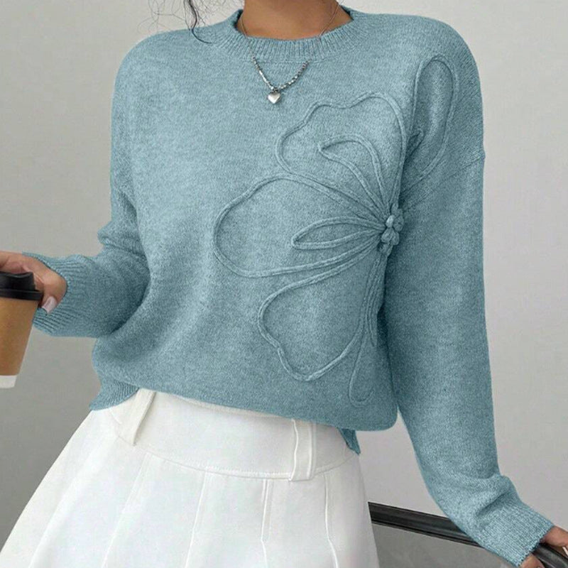 Pull élégant Danoir Paris Selvianora à motif papillon kaki, design sophistiqué en laine mérinos pour femme.