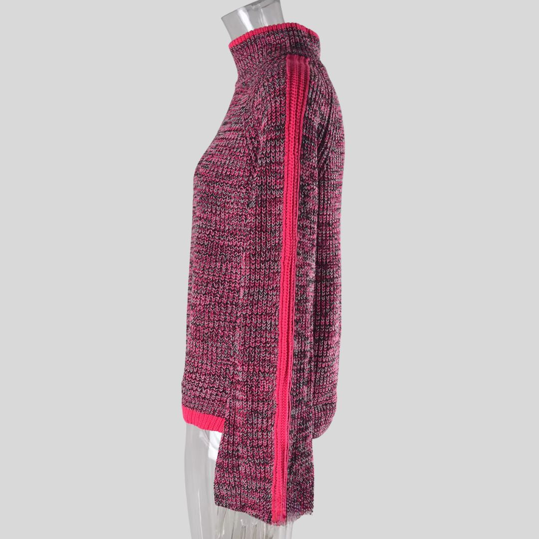 Pull patchwork chic orange Danoir Paris Diana FR1408, douceur et style avec détails patchwork tendance.