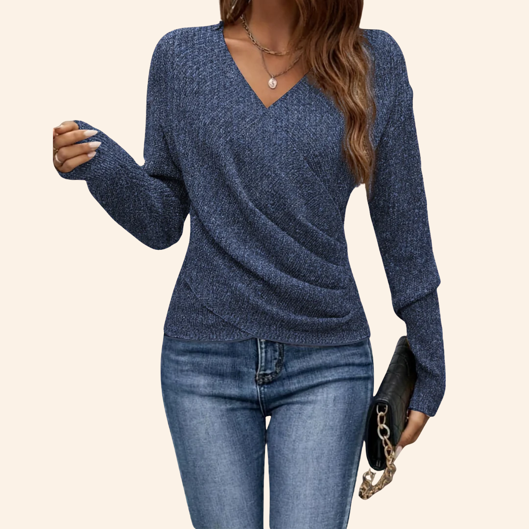 Haut enveloppant élégant Jasmijn de Danoir Paris, beige, taille S, design sophistiqué et confortable.