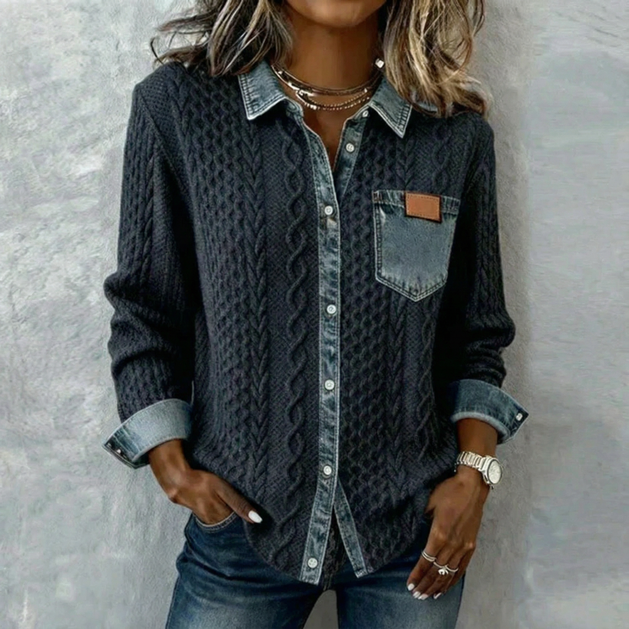 Chemise douce Élise en bleu de Danoir Paris, élégante chemise femme FR1439 avec tissu confortable et style sophistiqué.