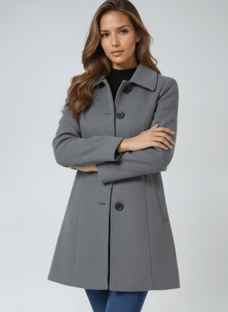 Manteau hivernal gris Danoir Paris Helena, coupe élégante, tissu chaud et confortable, taille XS.
