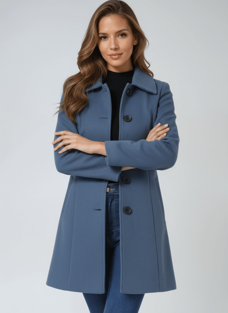 Manteau hivernal gris Danoir Paris Helena, modèle FR1450, coupe élégante et sophistiquée pour femme en taille XS.