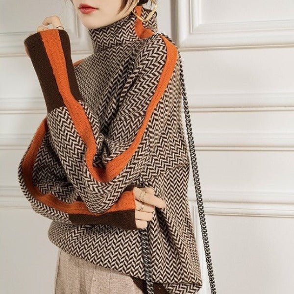 Pull col roulé orange Clémence par Danoir Paris, élégant, en taille XS, doux et confortable.