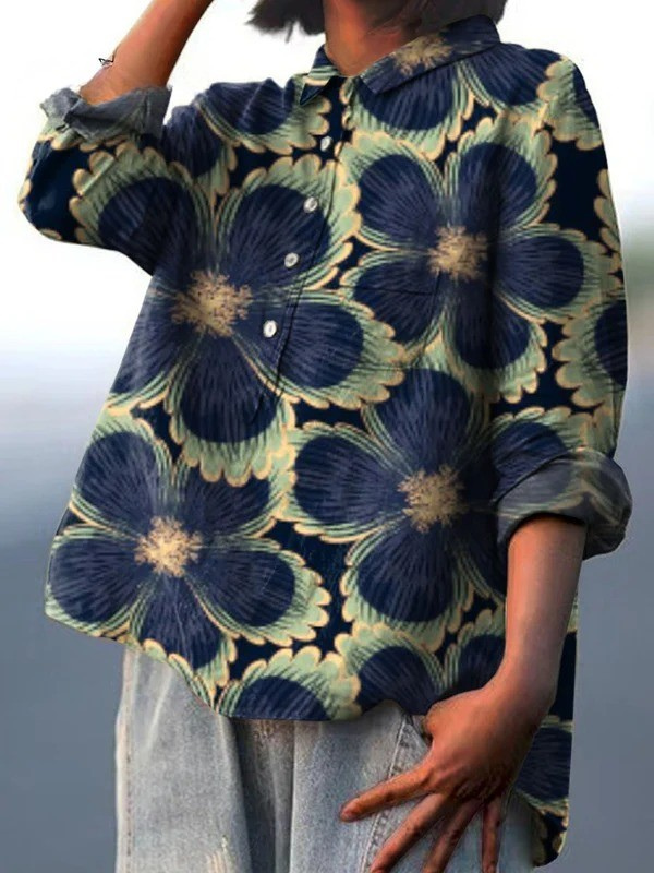 Chemise légère élégante Jesscia de Danoir Paris, motif multicolore, tissu fluide et design sophistiqué.