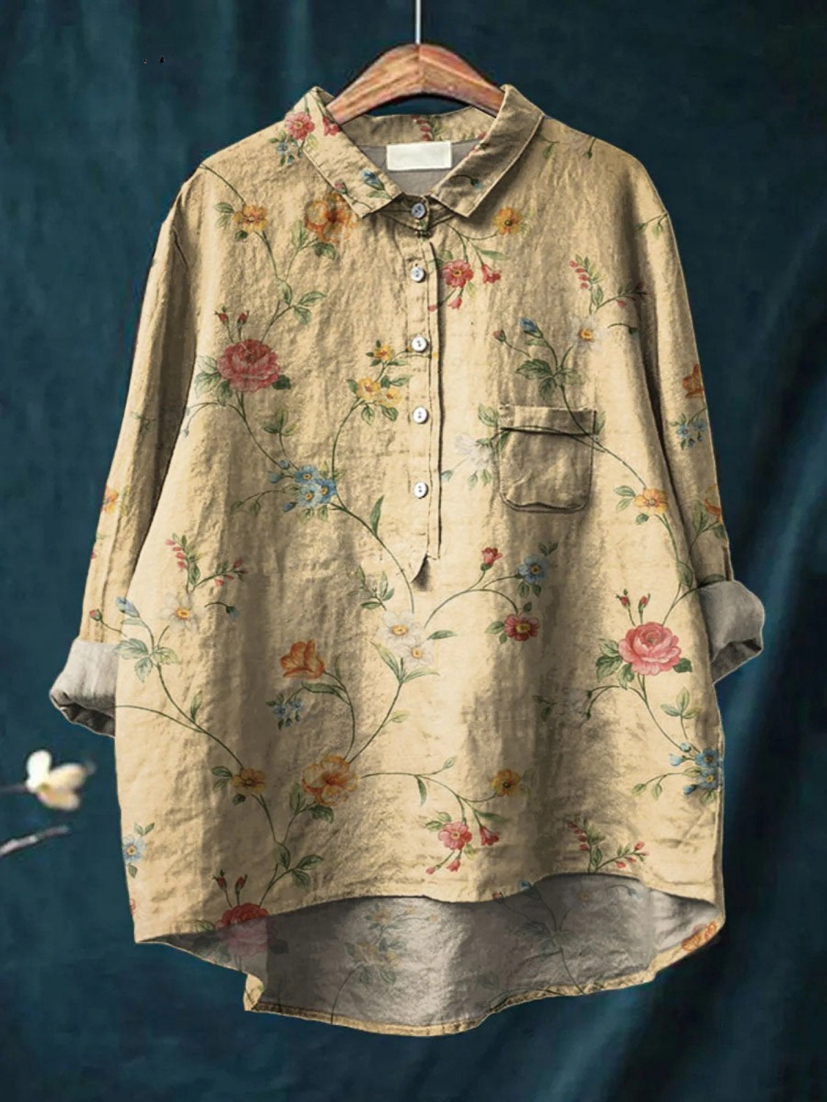 Chemise décontractée élégante Danoir Paris Poppy multicolore, style élégant et confortable, vue en gros plan.