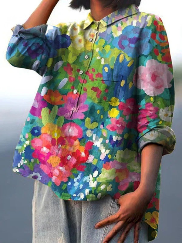 Chemise décontractée élégante Danoir Paris Rebecca en tissu multicolore, style chic et confortable pour femmes.