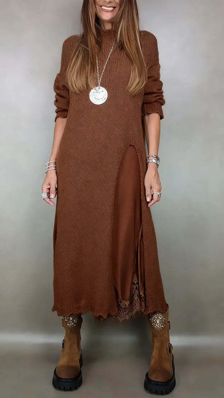 Robe maxi noire Danoir Paris Anarise, élégante et longue, portée en taille XS, vue de face.