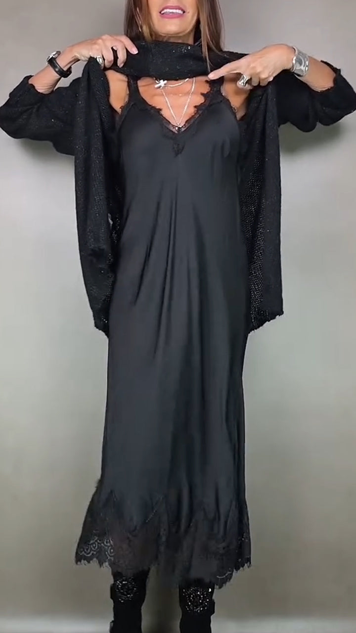 Robe maxi élégante Danoir Paris Anarise en noir, taille XS, vêtement chic et sophistiqué pour femmes.