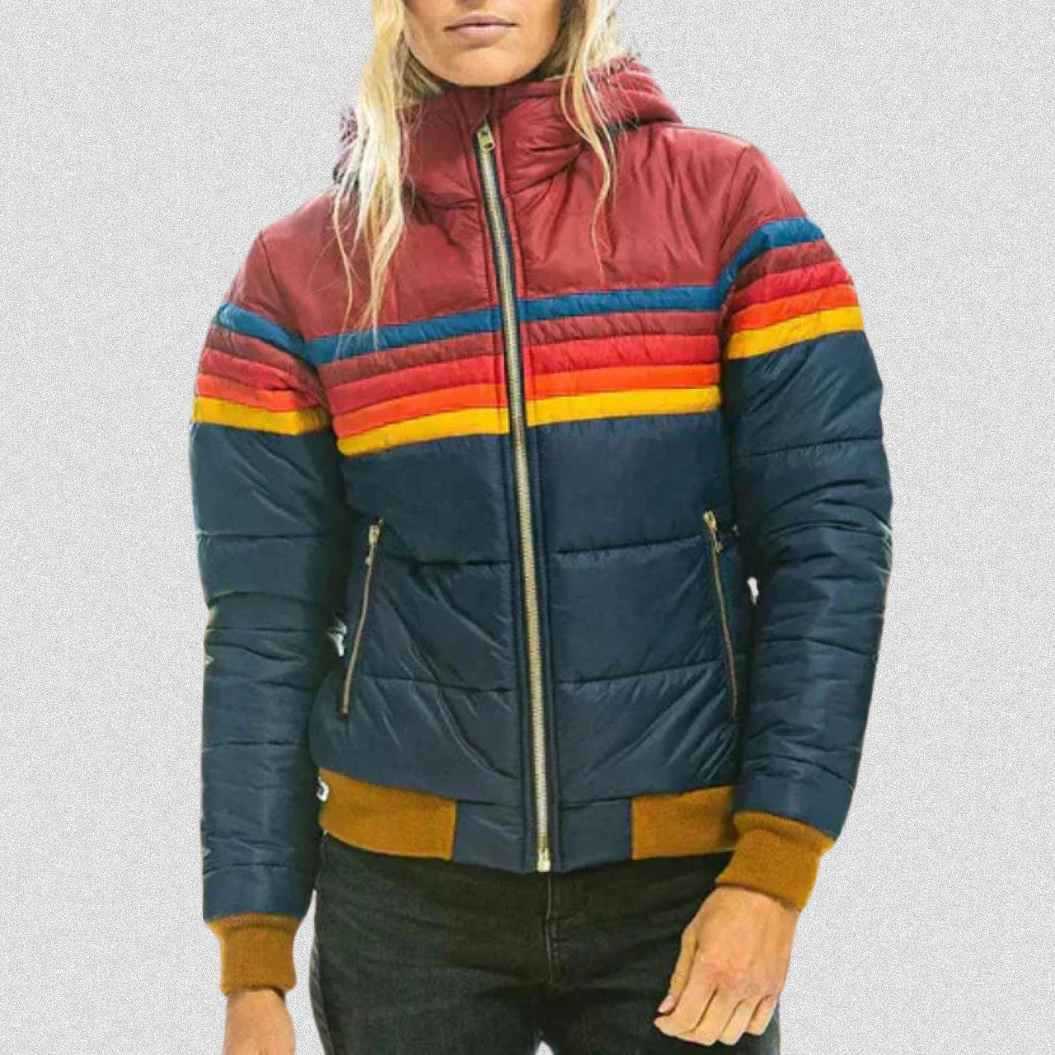 Doudoune élégante et confortable Leah de Danoir Paris en bleu foncé, vue de face, taille XS.