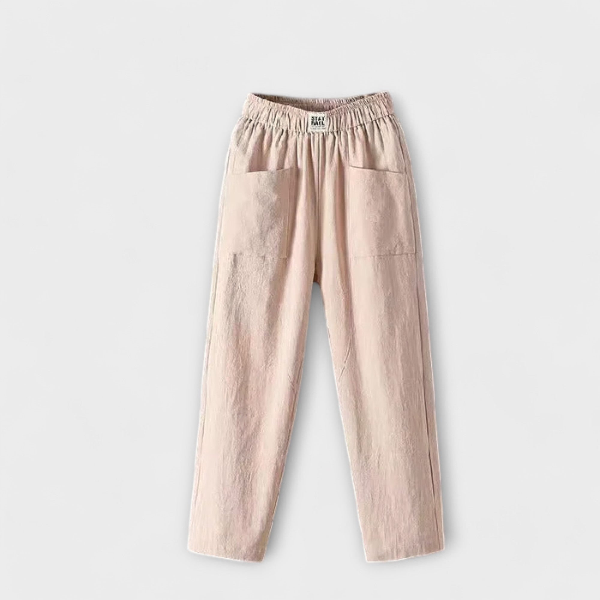 Pantalons chic d'été Maya de Danoir Paris en vert, coupe élégante, tissu léger pour un style raffiné.
