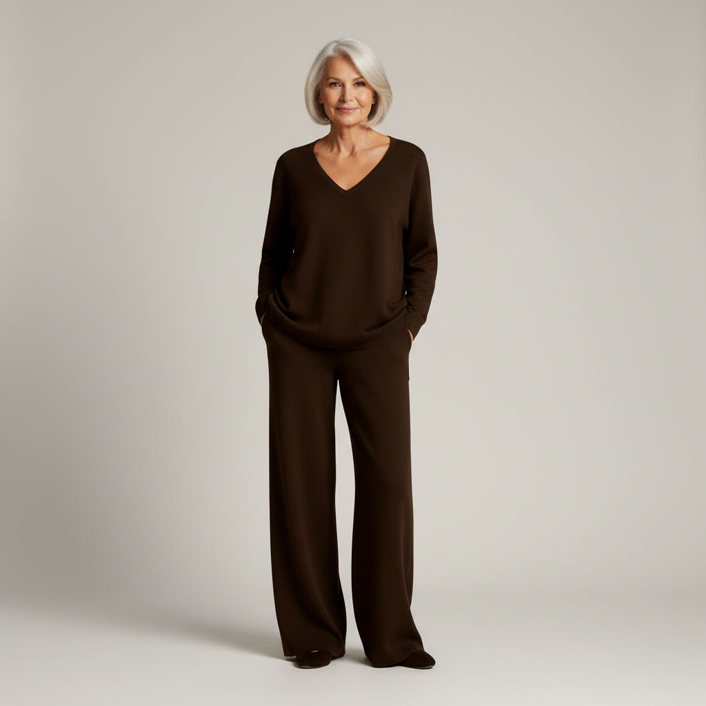Ensemble décontracté noir Danoir Paris Anny FR1524, confort et style, vue de face avec détails du tissu et coupe décontractée.