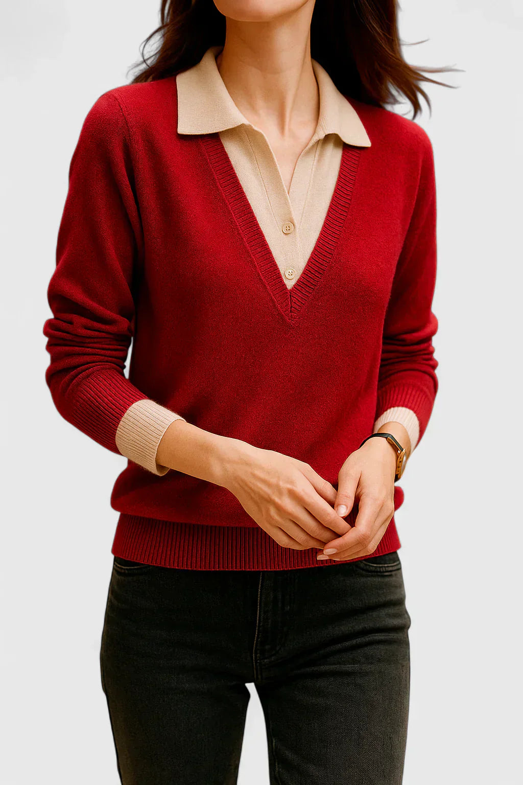 Pull chic italien Jovi de Danoir Paris, en marron, vue de face, élégant et confortable, taille S, style sophistiqué.
