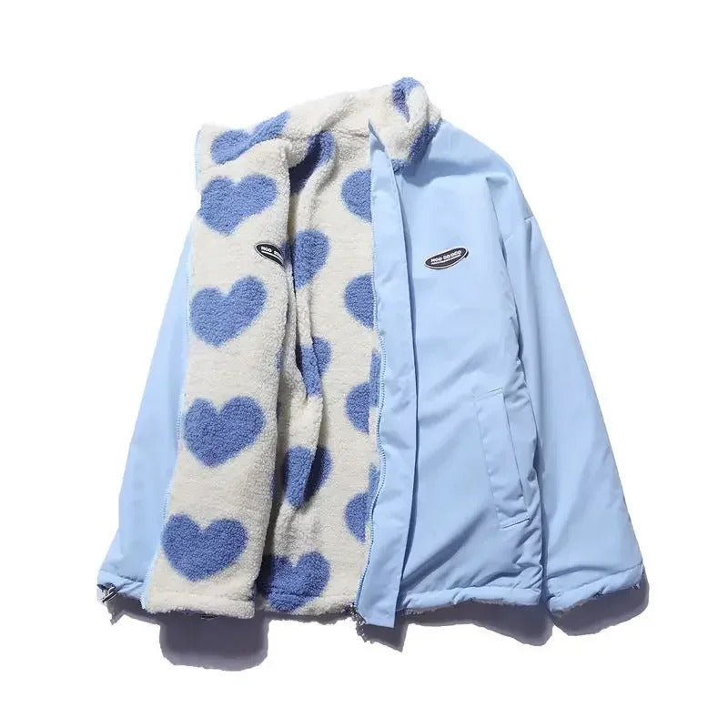 Veste réversible élégante AlpenNord de Danoir Paris, en rose, vue de face, avec détails de la texture et du design sophistiqué.