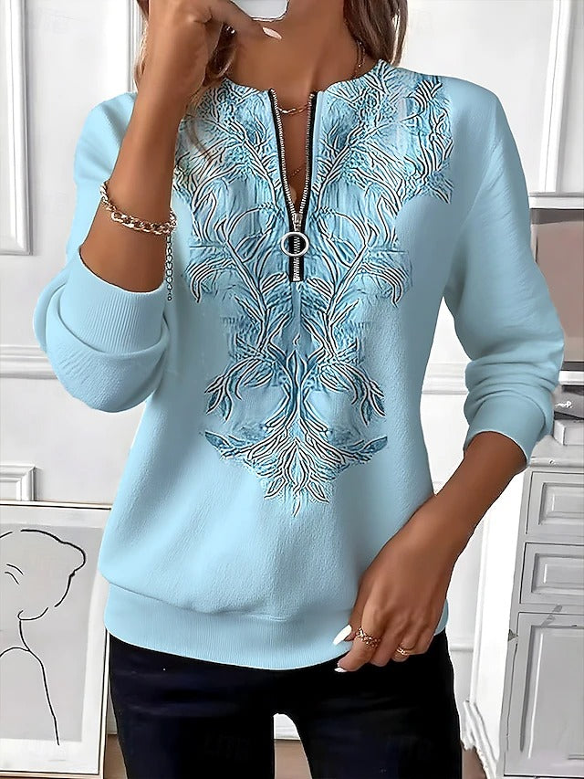 Pull Johanna de Danoir Paris, confortable et élégant, en couleur bleu clair, taille S, avec un design épuré.